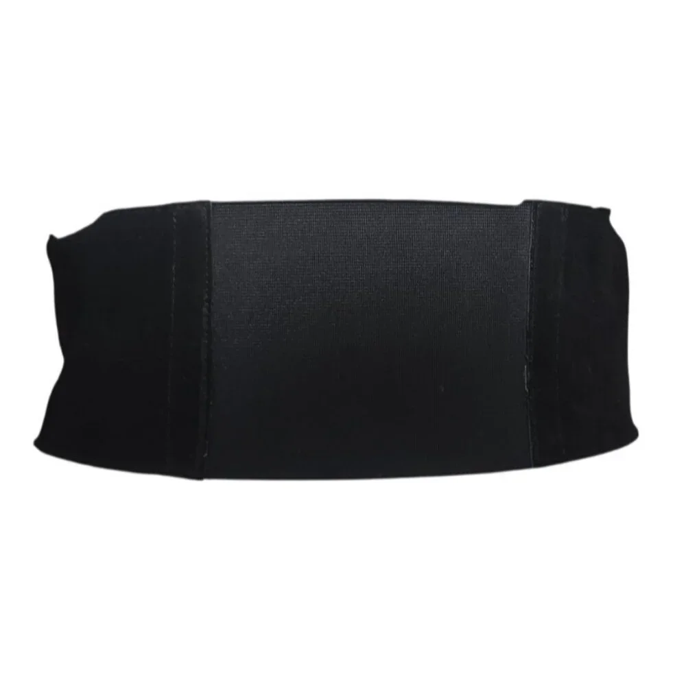 Armani Exchange XS/S Black Suede Leather Elastic Waist Belt Silver Hardware